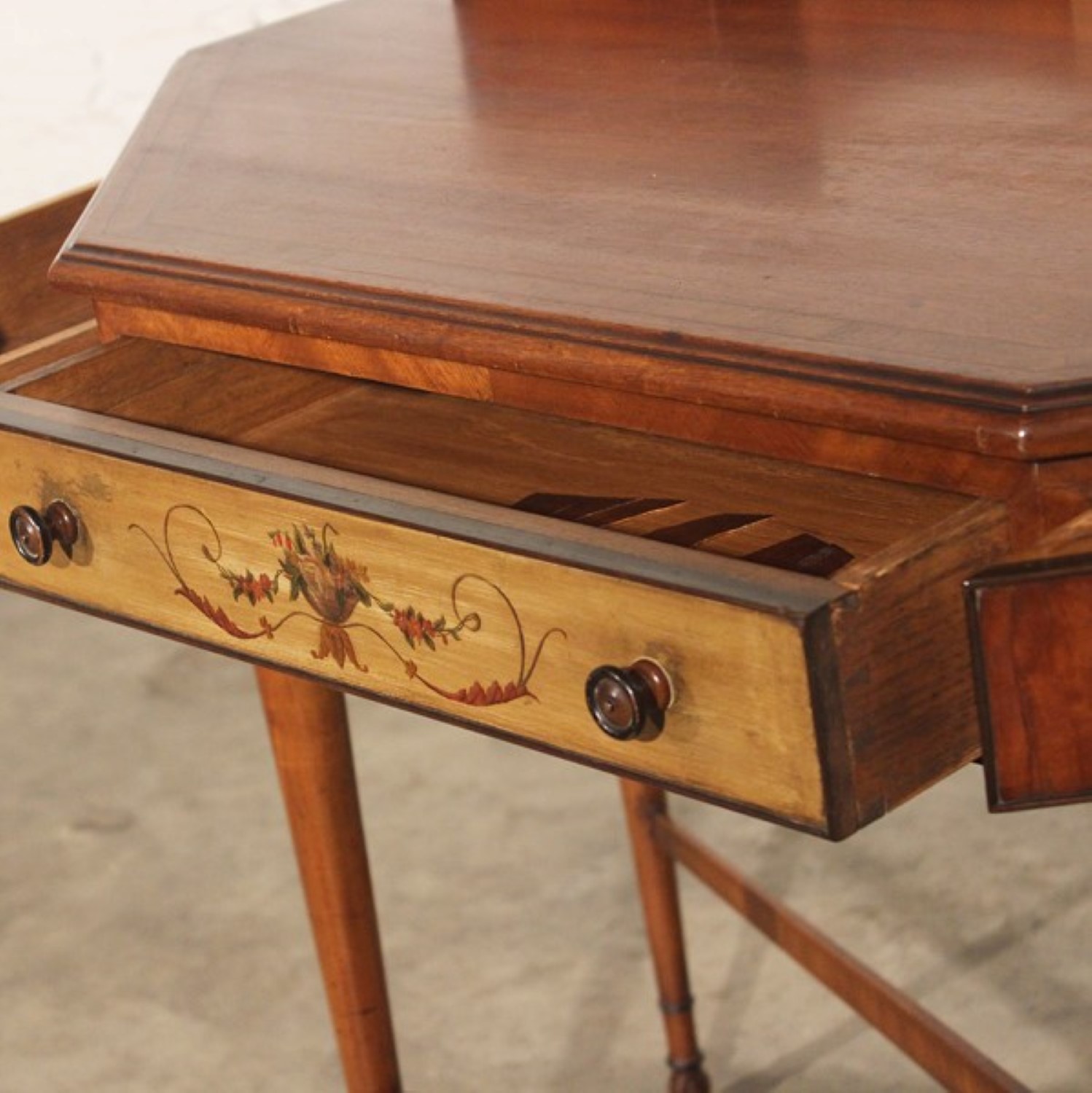 Antique French Hand Painted Desk Or Vanity