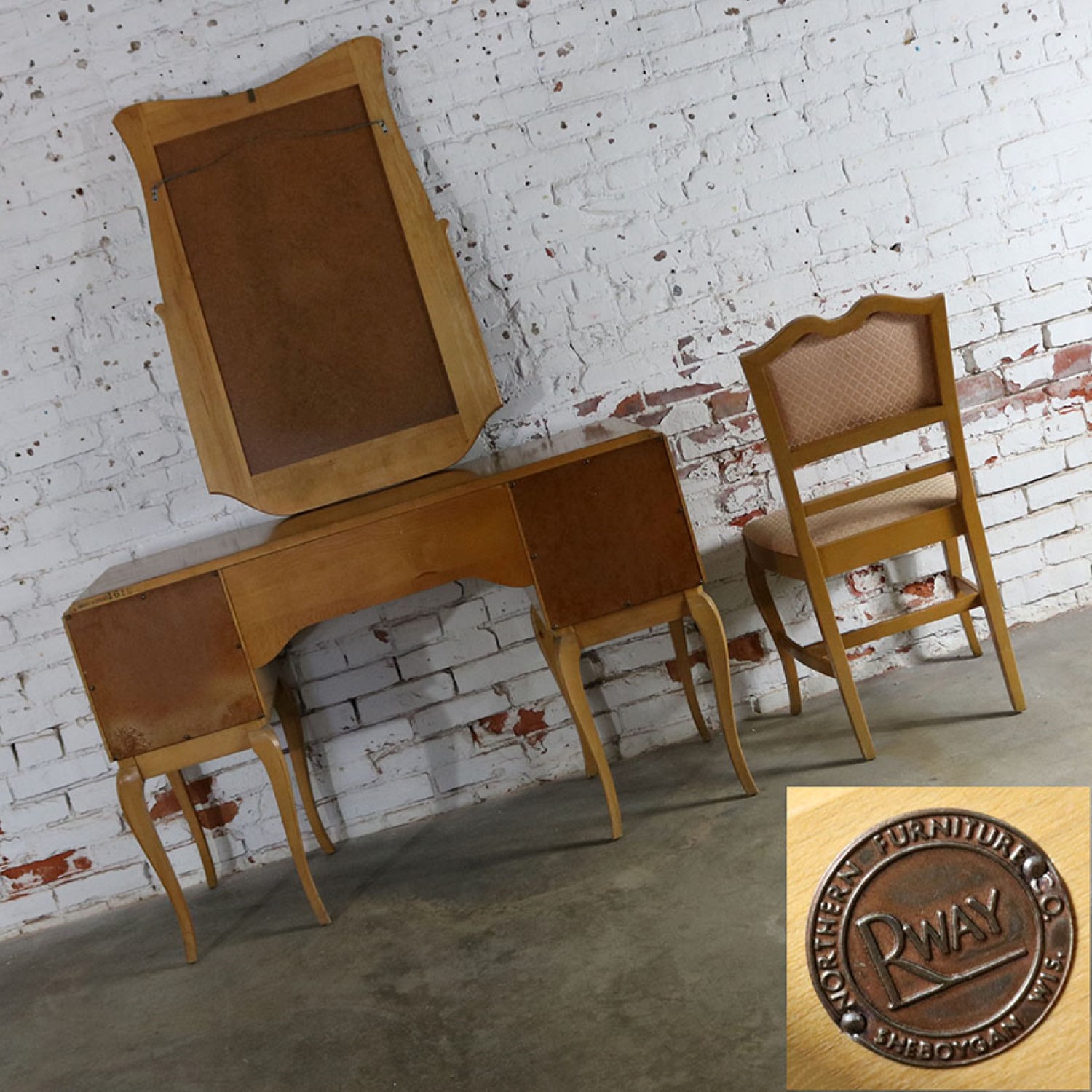 Art Deco Style Vanity With Mirror And Chair By Rway Northern Art Deco Style Vanity With Mirror And Chair By Rway Northern Furniture Company Of Sheboygan