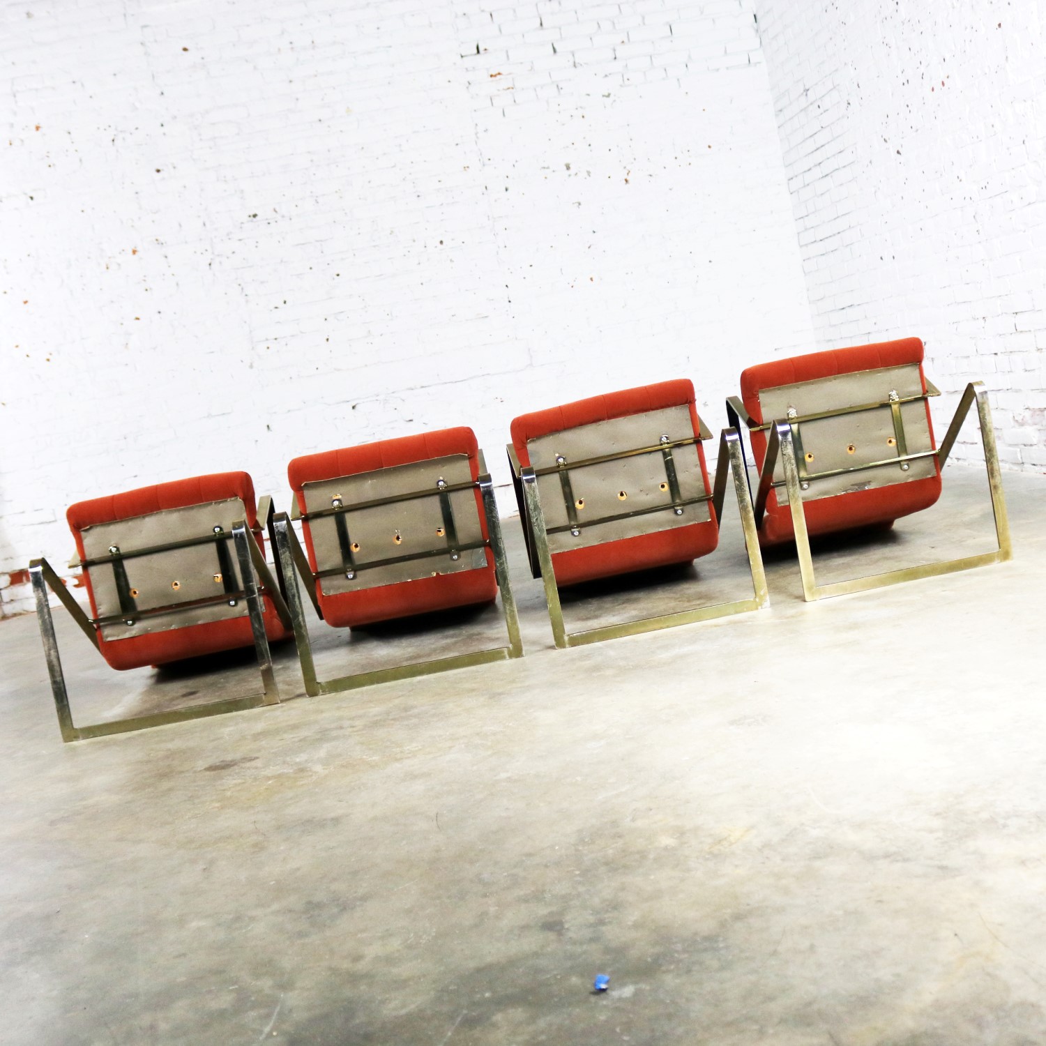 Z Frame Brass Plate Dining Chairs Style Milo Baughman Burnt Orange Z Frame Brass Plate Dining Chairs Style Milo Baughman Burnt Orange Velvet Set Of Four