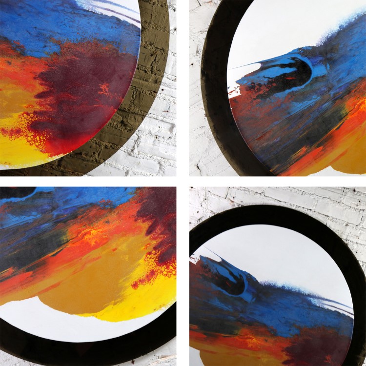 Abstract Round Acrylic Canvas Painting Mounted On Smoke Plexiglass Abstract Round Acrylic Canvas Painting Mounted On Smoke Plexiglass By Ted R Lownik