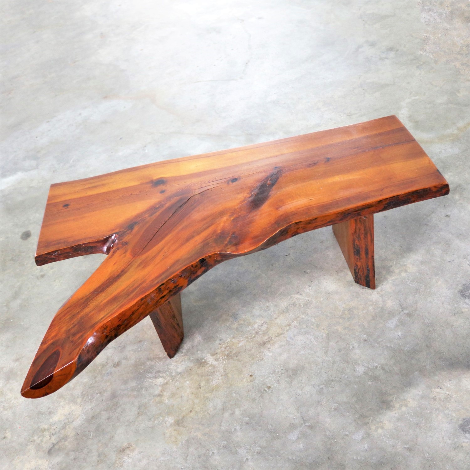 Live Edge Solid Slab Coffee Table Or Bench In The Style Of George Live Edge Solid Slab Coffee Table Or Bench In The Style Of George Nakashima